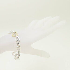 TIFFANY Heart Link Bracelet Silver Yellow Gold